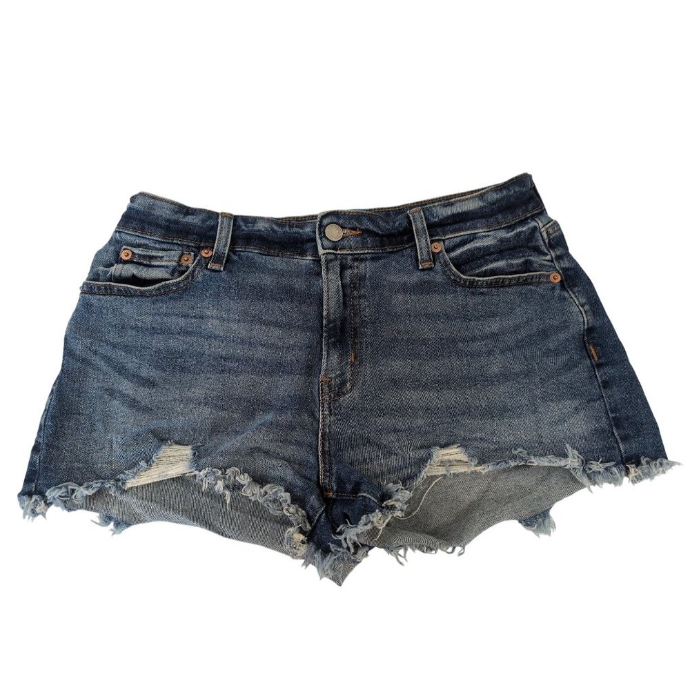 Levis Denizen Cut Off Jean Shorts Women 30 Blue High Rise Frayed Festival Beach
